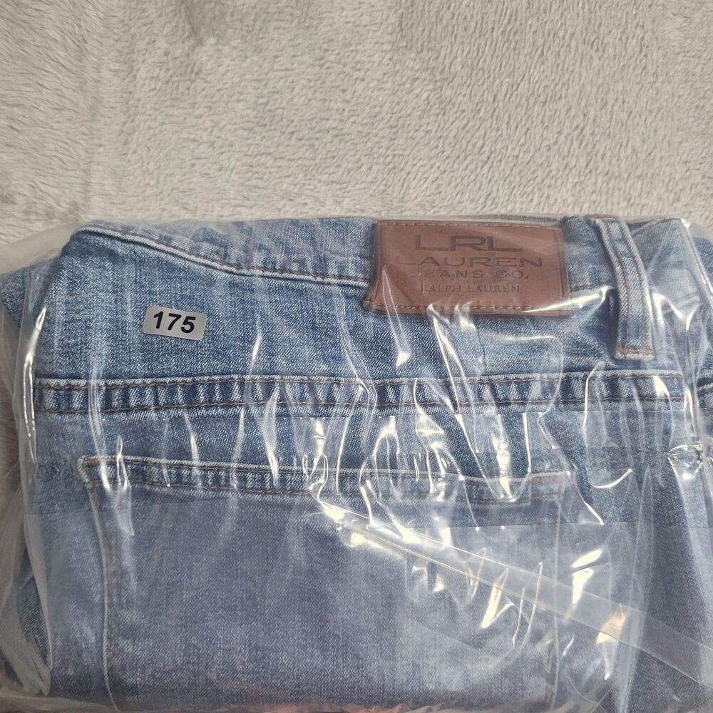 Lauren Ralph Lauren Straight Jeans Womens 14 Blue Light Wash Raw Hem Stretch - Picture 12 of 12